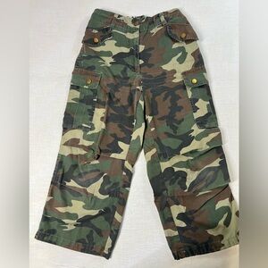Riflessi Girls Teens Size Medium Green Camo Pants Camoflauge Joggers Cuff C-16